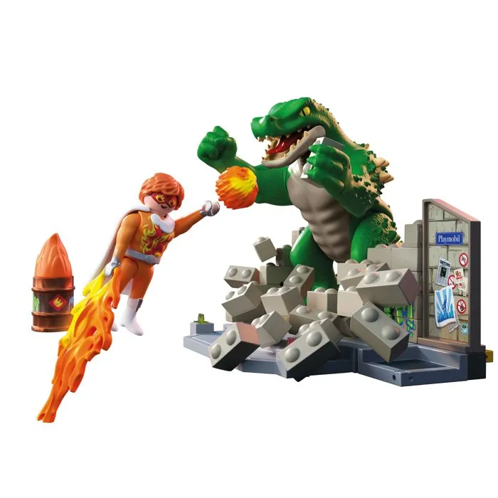 Playmobil 71831 Superhéroes contra el Lagarto Gigante, Set de Superhéroes