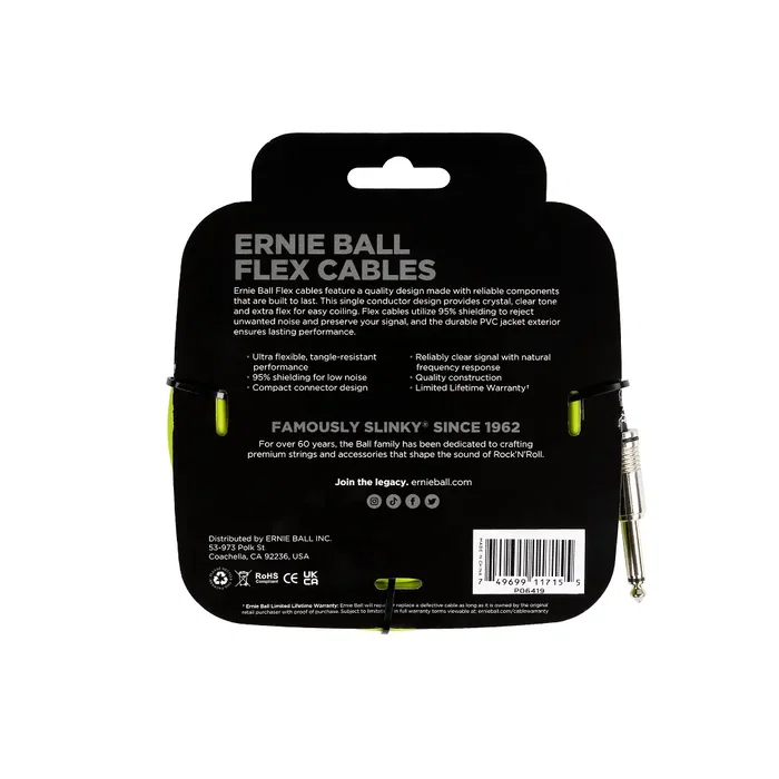 Ernie Ball Cable de Instrumento Flex Jack-Jack SS 6 m - Verde