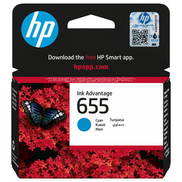HP Tintenpatrone 655 Cyan Original para Deskjet Ink Advantage 3525, 46XX, 5525, 6525 - Cartucho de Tinta Compatible