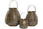 DKD Home Decor Set de 3 Portavelas de Metal Dorado Envejecido