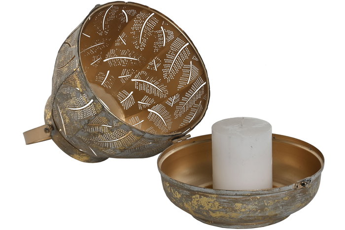 DKD Home Decor Set de 3 Portavelas de Metal Dorado Envejecido DKD Home Decor Set de 3 Portavelas de Metal Dorado Envejecido