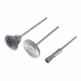 Wolfcraft Juego de 3 minicepillos de alambre de acero