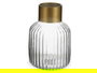 Giftdecor Jarron Cristal Rayas Oro Grande Transparente 14.5x22x14.5 cm (Set de 6)