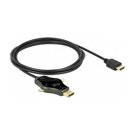 DeLOCK Cable Adaptador de Monitor 3 en 1 USB-C/DisplayPort/mini DisplayPort a HDMI, 4K 60 Hz 3840x2160, 1.75 m, Antracita