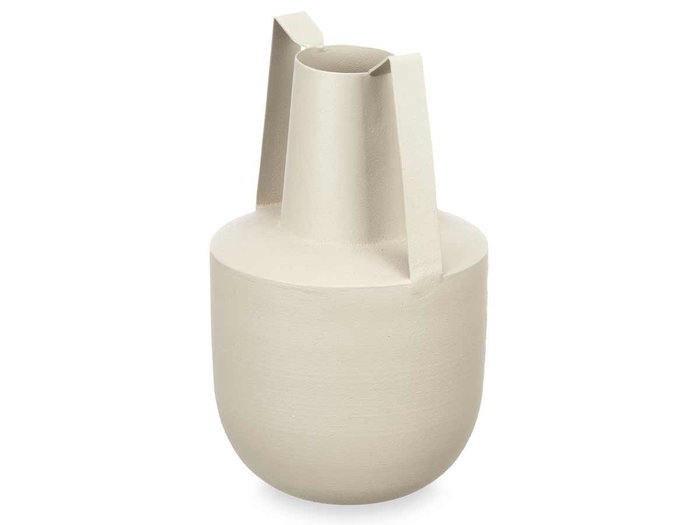 Giftdecor Jarron Acero Doble Asa Crema Pastel Marron Claro 14x24x14 cm (Set de 6)