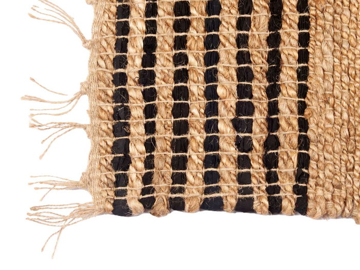 Giftdecor Alfombra Natural Negra Rayas 60 x 90 cm Yute Algodón (Set de 12)