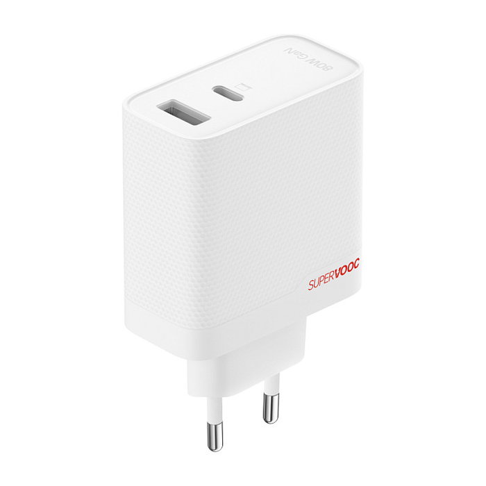 OnePlus SuperVooc Adaptador de Corriente de 80W con Doble Puerto, Blanco