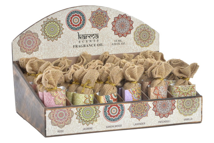 DKD Home Decor Aceite Esencias Mandala 15ml Yute Perfume Multicolor 2 x 11 x 5 cm (36 Unidades)