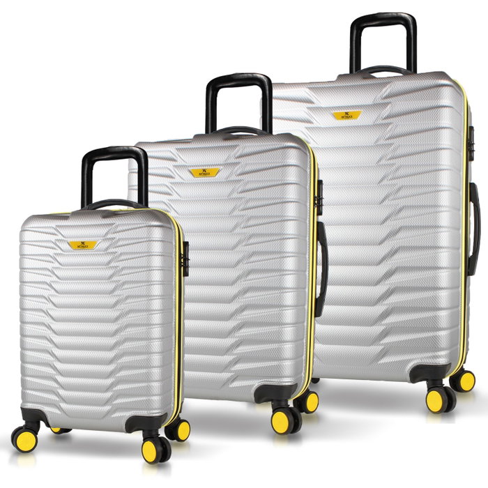 Zoozie Bags 5561 Juego de Maletas de 3 Piezas en ABS con Ruedas 360 y Candado, Gris