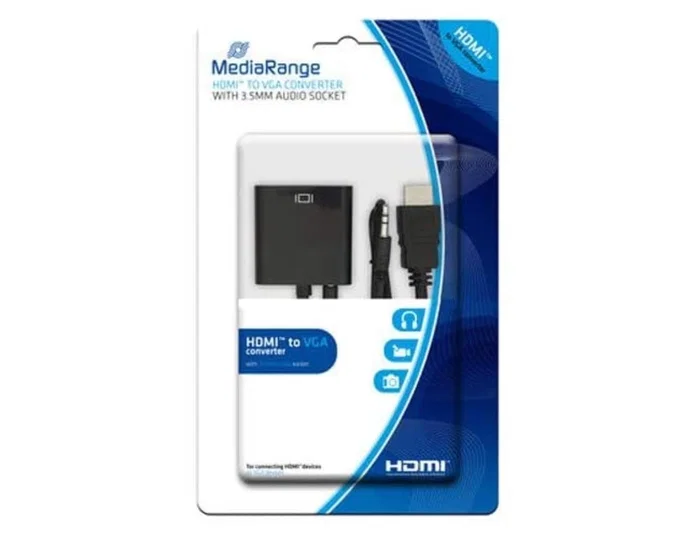 Mediarange Cable HDMI a VGA con jack de 3,5 mm Negro