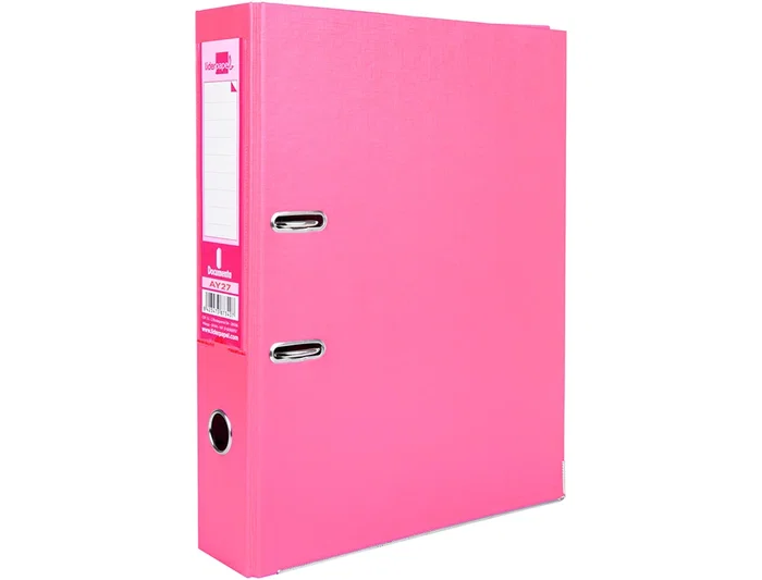 Liderpapel Documenta Archivador de palanca Folio 75 mm Rosa con compresor metálico