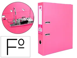 Liderpapel Documenta Archivador de palanca Folio 75 mm Rosa con compresor metálico