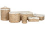 DKD Home Decor Set de 6 Cestas de Jacinto de Agua y Poliéster Natural