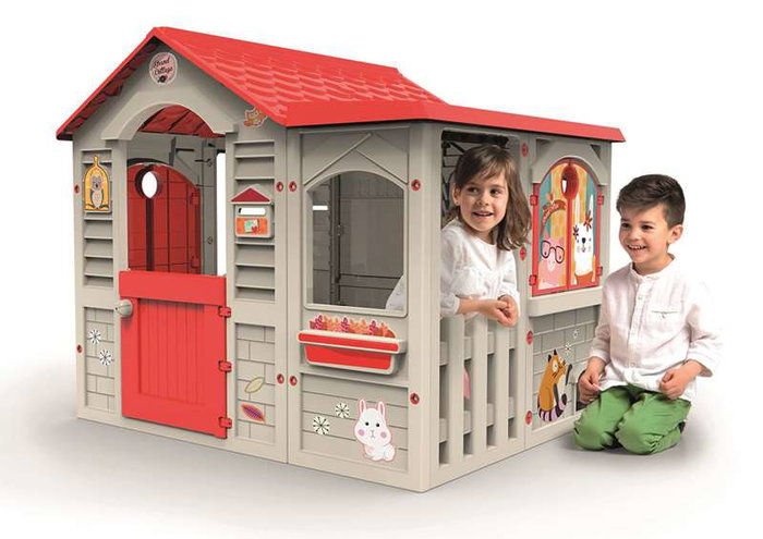 Chicos Casa Grand Cottage XL con barbacoa efecto piedra y hueco para mascotas 122x103x104 cm