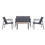 DKD Home Decor Set de Sofá de 4 Piezas en Acero y Textilene con Acabado Símil Madera