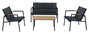 DKD Home Decor Sofá para Terraza y Jardín Negro Gris Oscuro, Set de 4 Piezas en Textilene y Acero, 70 x 64 x 119 cm