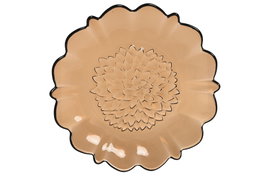 DKD Home Decor Plato Llano de Cristal Dalia Irregular Marrón (4 Unidades)