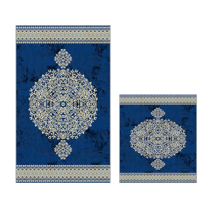 Mijölnir 510602 Juego de Alfombras de Baño de Poliéster, 850 gr/m², Antideslizante, Antibacteriano, Lavable a Máquina, Color Azul Mijölnir 510602 Juego de Alfombras de Baño de Poliéster, 850 gr/m², Antideslizante, Antibacteriano, Lavable a Máquina, Color Azul