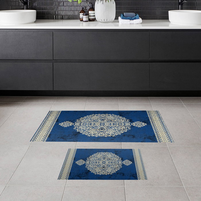 Mijölnir 510602 Juego de Alfombras de Baño de Poliéster, 850 gr/m², Antideslizante, Antibacteriano, Lavable a Máquina, Color Azul Mijölnir 510602 Juego de Alfombras de Baño de Poliéster, 850 gr/m², Antideslizante, Antibacteriano, Lavable a Máquina, Color Azul