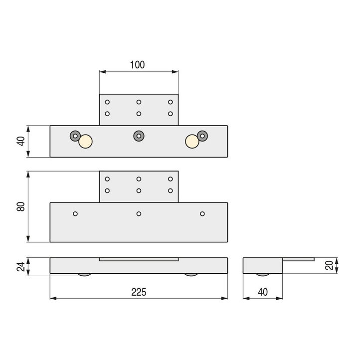 Q&Q Pata Metálica Altaria Cromo 40x20 mm L225 mm para Sofá y Muebles