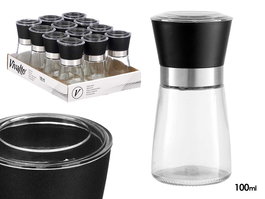 Vivalto Especiere Vidrio 150 ml 6.5x13x6.5 cm Negro/Transparente (Set de 24)