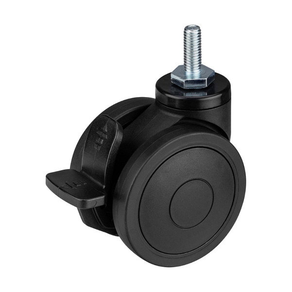 Oplite Ruedas Giratorias Feststellbare Lenkrollen GTR S8/S8 Elite, Negro, Caucho, Compatible con Sillones y Cockpits, Paquete de 8