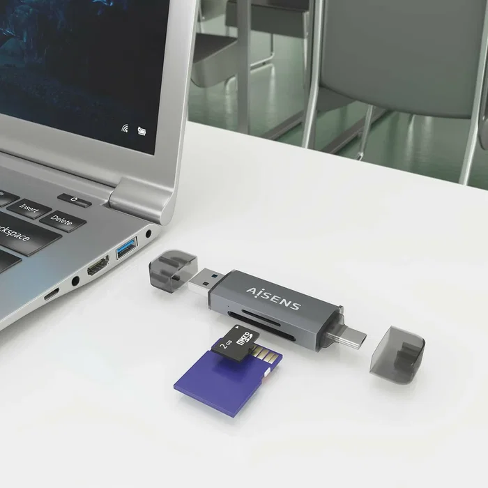 Aisens Lector de Tarjetas ASCR-2AC08-GR USB-A y USB-C Gris