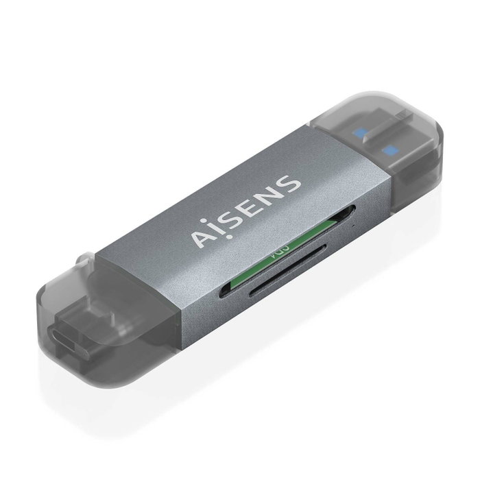 Aisens Lector de Tarjetas ASCR-2AC08-GR USB-A y USB-C Gris
