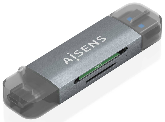 AISENS Lector de Tarjetas ASCR-2AC08-GR Gris USB-A y USB-C