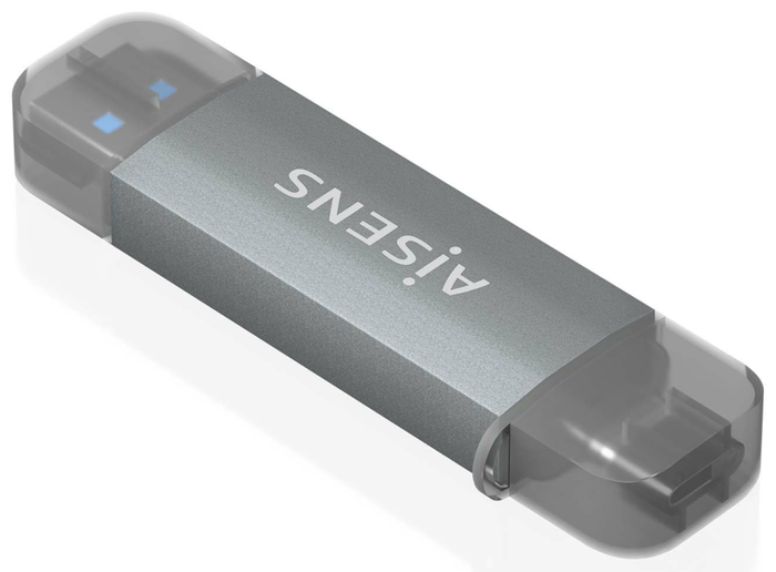 AISENS Lector de Tarjetas ASCR-2AC08-GR Gris USB-A y USB-C