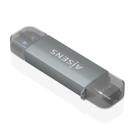 AISENS Lector de Tarjetas ASCR-2AC08-GR Gris USB-A y USB-C