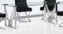 DKD Home Decor Mesa de Comedor Moderna Plateada Transparente Acero y Cristal 180 x 90 x 75 cm