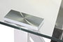 DKD Home Decor Mesa de Comedor Moderna Plateada Transparente Acero y Cristal 180 x 90 x 75 cm