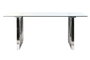 DKD Home Decor Mesa de Comedor Moderna Plateada Transparente Acero y Cristal 180 x 90 x 75 cm