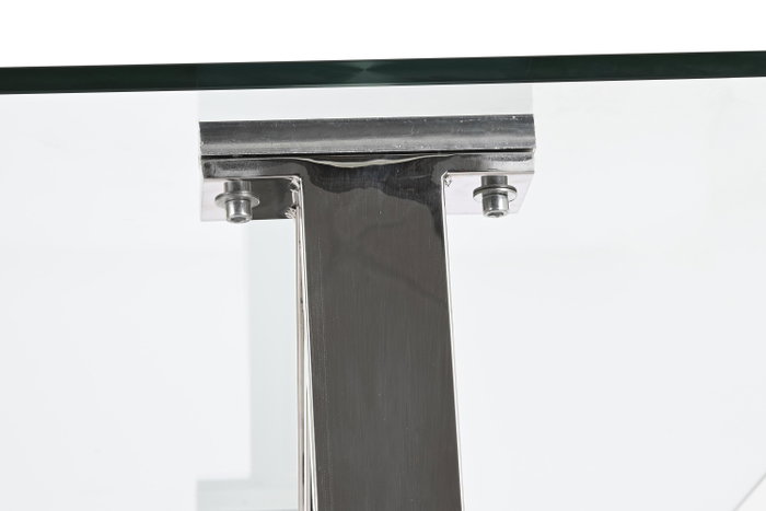 DKD Home Decor Mesa de Comedor Moderna Plateada Transparente Acero y Cristal 180 x 90 x 75 cm DKD Home Decor Mesa de Comedor Moderna Plateada Transparente Acero y Cristal 180 x 90 x 75 cm