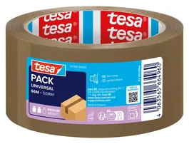 Tesa Cinta Adhesiva Marrón de Polipropileno para Embala, Precinto 66 m x 50 mm