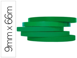 Q-connect Cinta Adhesiva 66 m x 9 mm Verde para Cerrar Bolsas y Máquinas Precintadoras