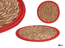 Giftdecor Tapete Natural Borde Rojo 30 cm Fibra Natural (Set de 48)