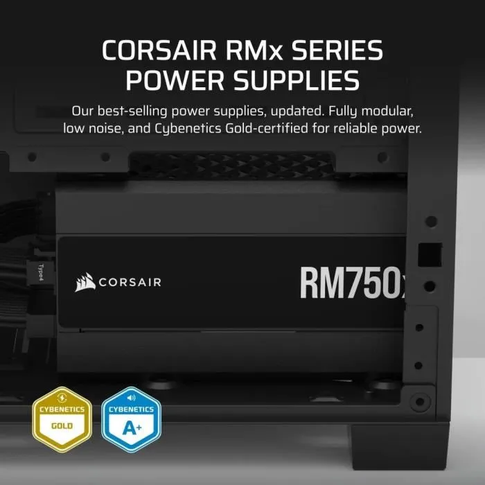 CORSAIR Fuente de Alimentación RM750x Shift 750W ATX 3.1 PCIe 5.1 Modular CP9020298EU - Certificación Cybenetics GOLD