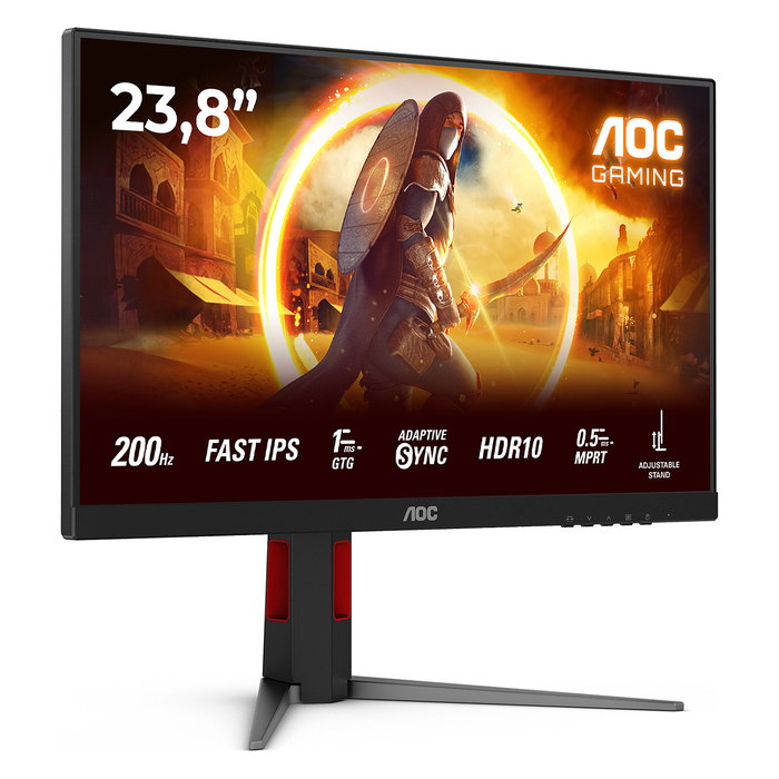 AOC Monitor Gaming 24G4HA 60.5cm (23.8") 1920x1080, 200Hz, 1ms GTG, Fast IPS, Negro/Rojo, 2xHDMI 2.0, DP 1.4, G-SYNC, FreeSync Premium