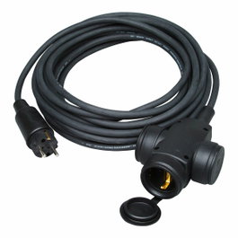 Kopp Triple aéreo bipolar H07RN-F 3G1,5mm² con clavija, 10m, Negro