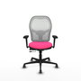 PIQUERAS Y CRESPO Silla de oficina Jorquera Rosa y Blanco con Brazos 3D