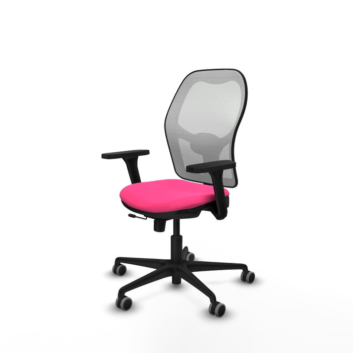 PIQUERAS Y CRESPO Silla de oficina Jorquera Rosa y Blanco con Brazos 3D
