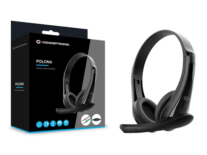 Conceptronic POLONA06B3T Auriculares con Micrófono Negro con Jack 3.5mm