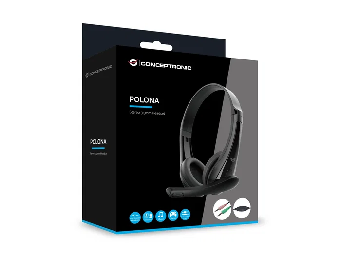 Conceptronic POLONA06B3T Auriculares con Micrófono Negro con Jack 3.5mm