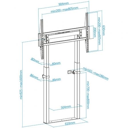 TooQ Soporte de Pared/Suelo Fijo HIPERIÓN FS2280M-B para TV de 55-100" / hasta 120kg