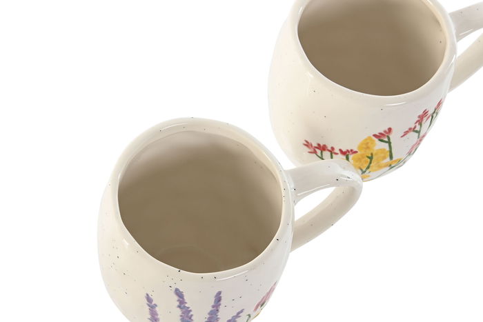 DKD Home Decor Mug Shabby Flower 24 Porcelana Multicolor 6 Unidades 8.6 x 10 x 12.4 cm