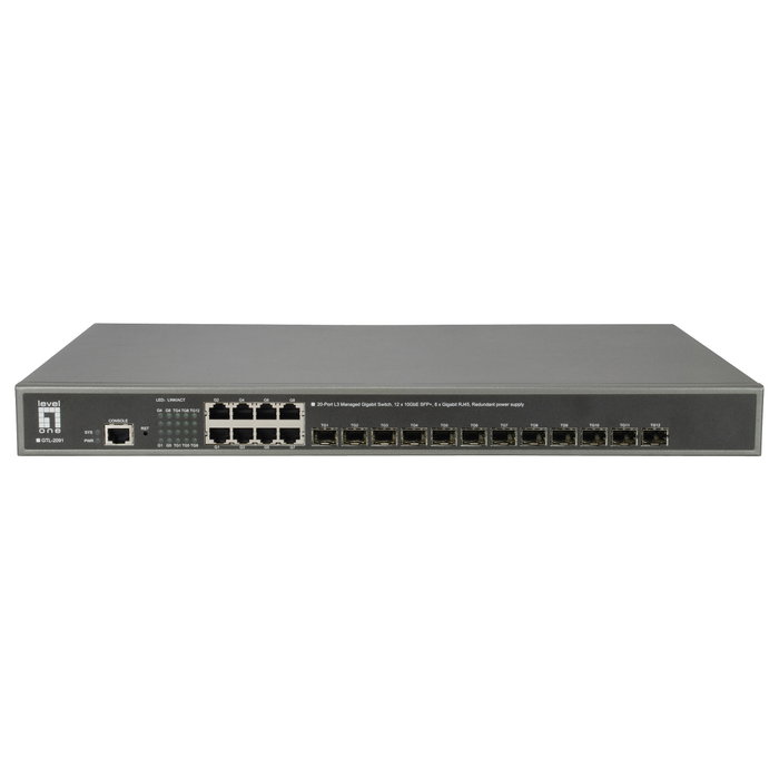 Level One GTL-2091 Switch Gestionado L3 con 8x RJ45 y 12x SFP+ 10G Level One GTL-2091 Switch Gestionado L3 con 8x RJ45 y 12x SFP+ 10G