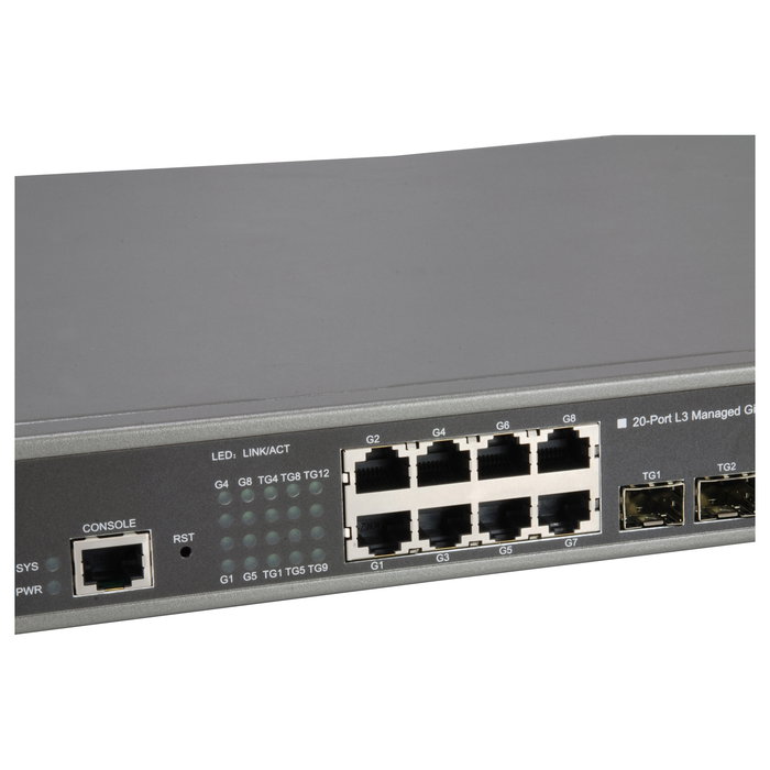 LevelOne GTL-2091 Switch L3 Administrado 8 Puertos Gigabit + 12 Ranuras SFP+ 10G Montaje en Rack 19" - Conmutación 256 Gbit/s, QoS, VLAN