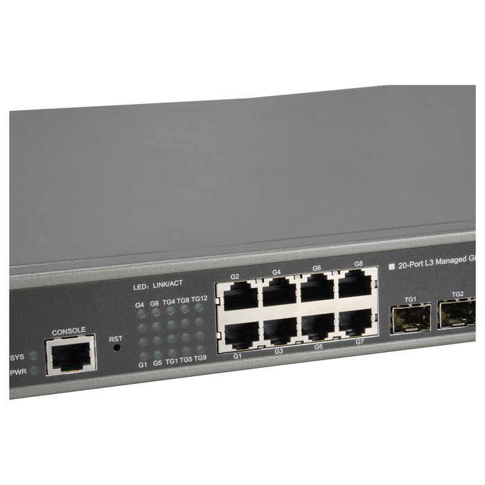 LevelOne GTL-2091 Switch L3 Administrado 8 Puertos Gigabit + 12 Ranuras SFP+ 10G Montaje en Rack 19" - Conmutación 256 Gbit/s, QoS, VLAN